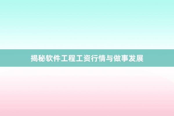 揭秘软件工程工资行情与做事发展