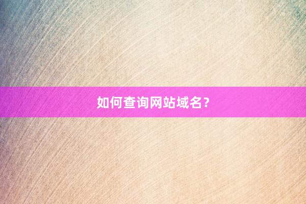 如何查询网站域名？